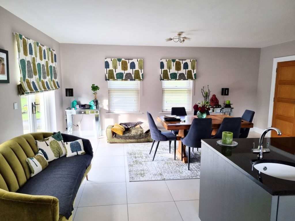 Modern living room with elegant dining area in bushmills